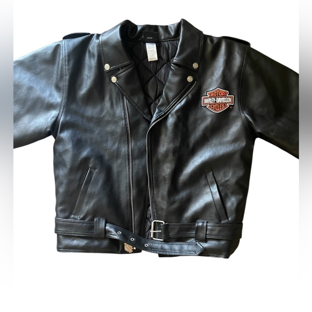 Harley Davidson Jacket Youth Leather Size 14 Biker Unisex - Picture 4 of 8